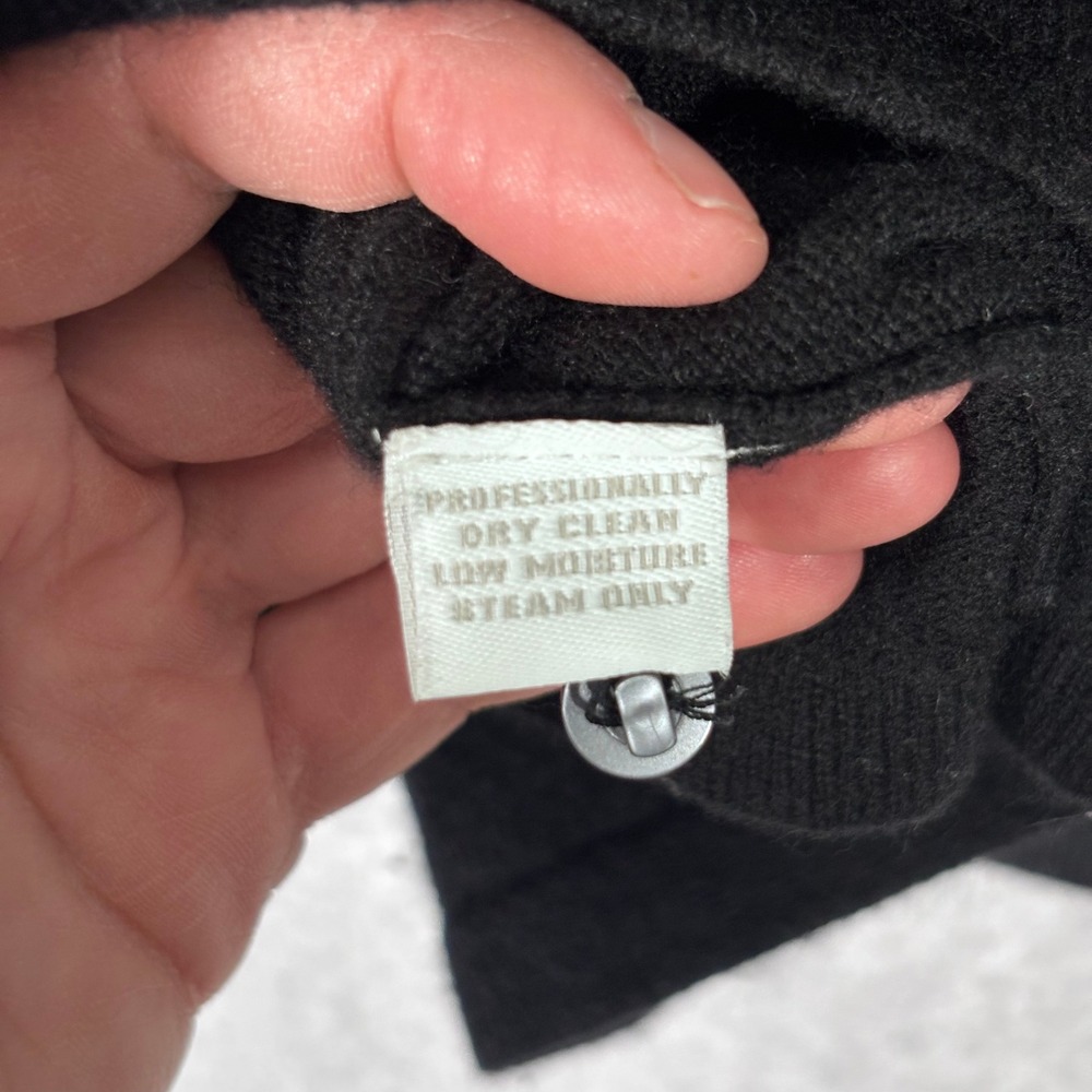 Charter Club 100% Cashmere Sweater‎ Small Black Ruffle Neck Henley Twee Preppy - Picture 9 of 10
